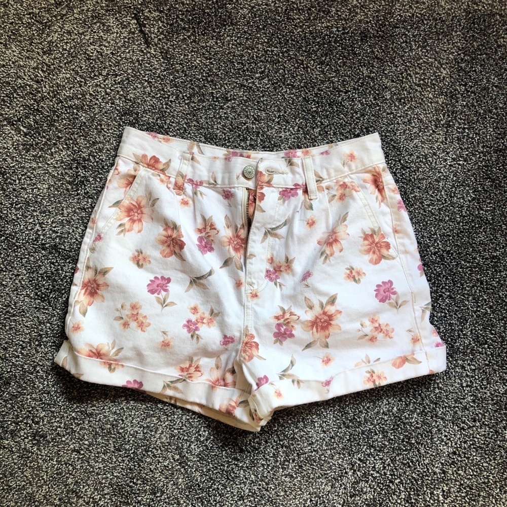 Floral denim shorts